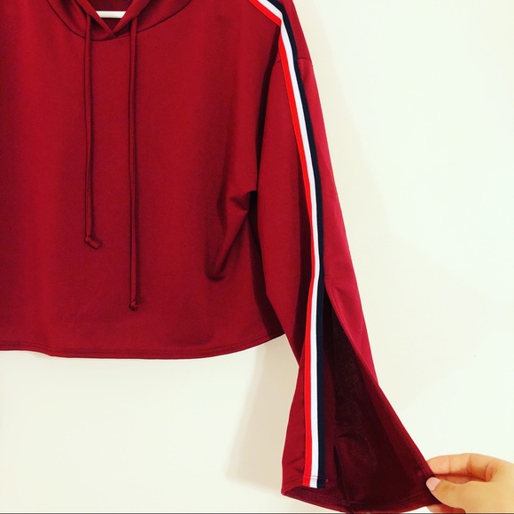 New With Tag Striped Crop Long Sleeve Hoodie - Picture 4 of 4